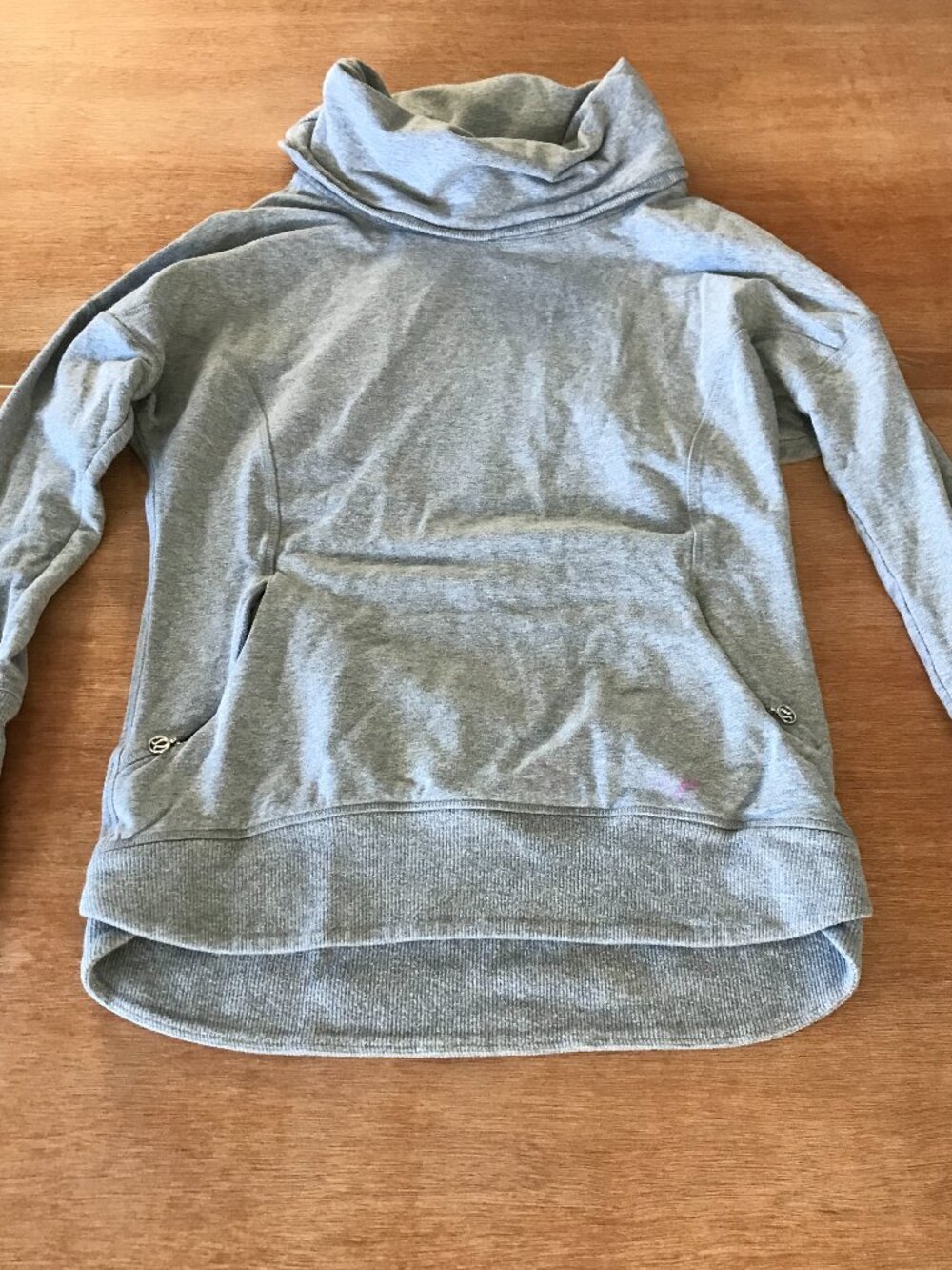 Lululemon Rest Day Pullover Sweatshirt Women 4 Gray Cowl Neck Zip Pocket Sports